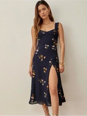 indi luxe denim dress Spaghetti Strap Rosette Mini - EB Color:Blue Fine line Back zipper closure MESH PRINT ASOS LUXE - Curve